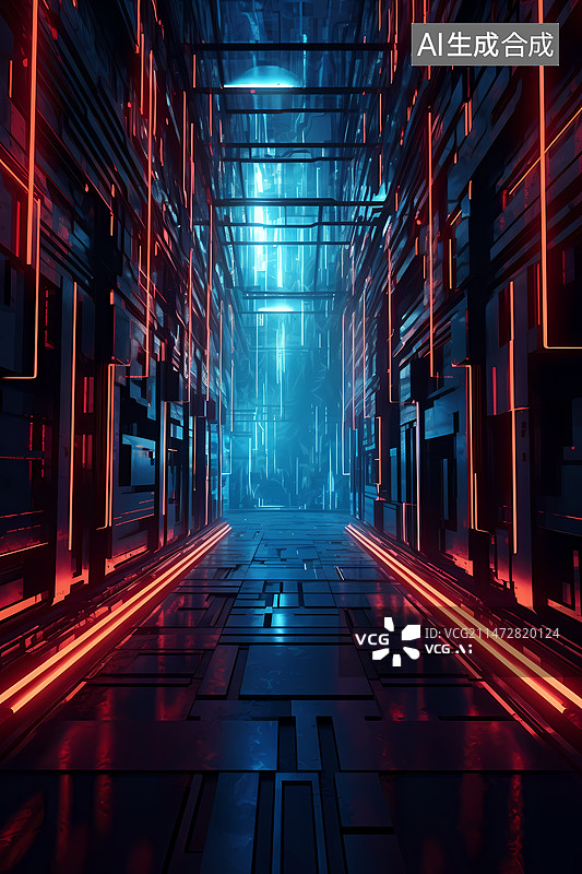 【AI数字艺术】科技空间背景图片素材