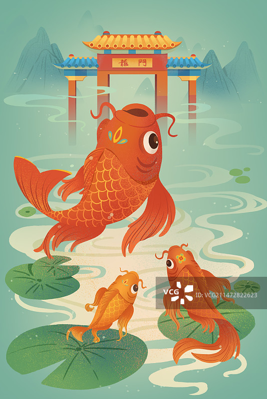 鲤鱼跃龙门图片素材