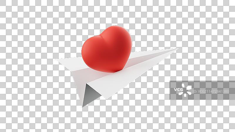 纸飞机上的心形特写镜头图片素材