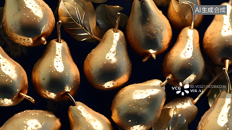 【AI数字艺术】金色的梨背景素材图片素材