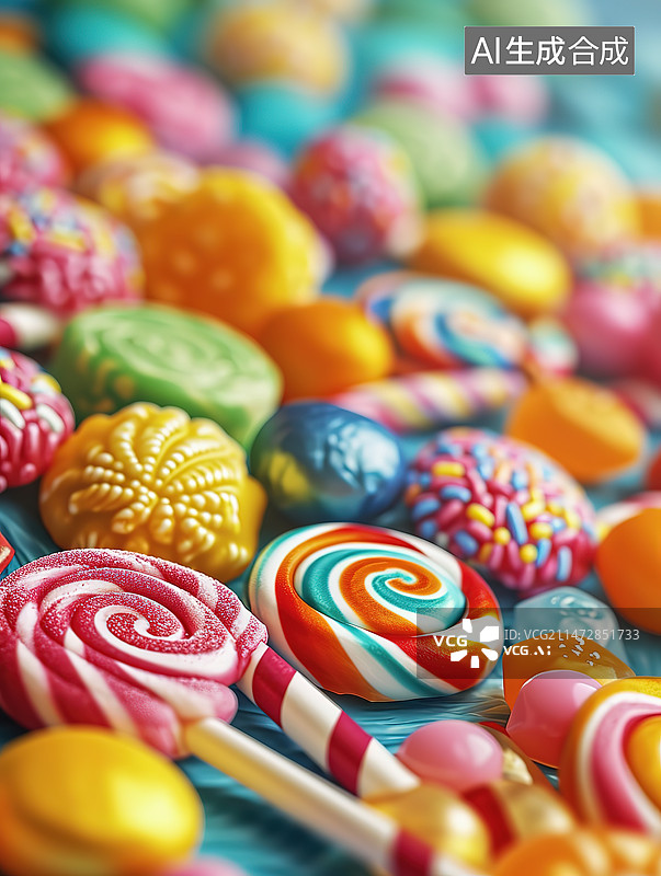 【AI数字艺术】彩色糖果的高角度视角图片素材