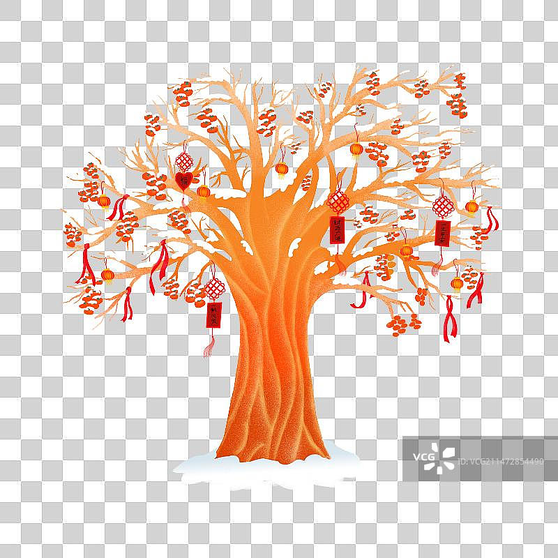 许愿树新年祈福插画元素图片素材