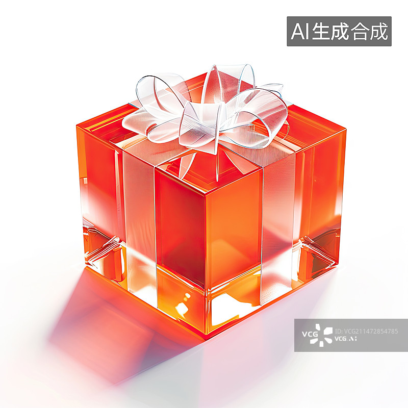 【AI数字艺术】半透明玻璃材质的礼物盒子图片素材