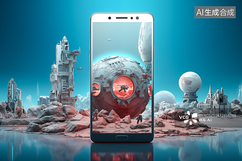 【AI数字艺术】智能手机与科技概念图片素材