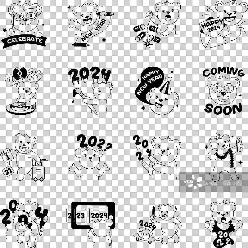 新年庆祝涂鸦贴纸合集图片素材