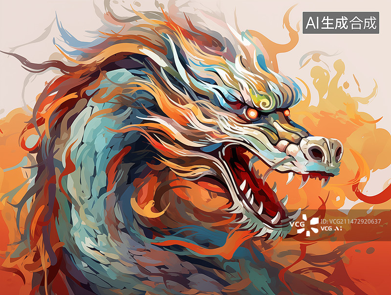 【AI数字艺术】油画风格的中国龙形象图片素材