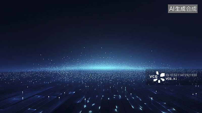 【AI数字艺术】蓝色科技粒子光效背景图片素材