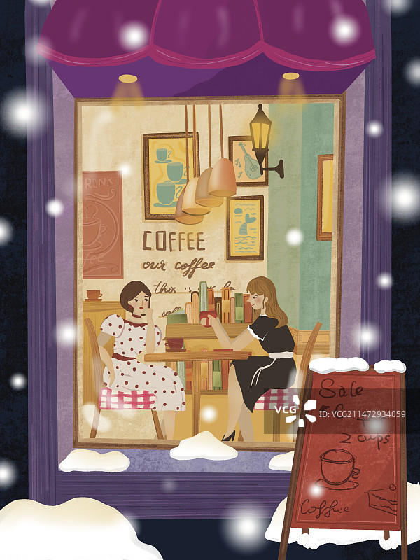 冬日咖啡馆图片素材