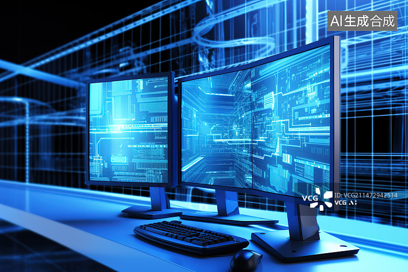【AI数字艺术】计算机设备屏幕上的特写镜头图片素材