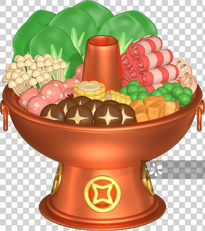 3D立体除夕夜吃饭火锅图片素材