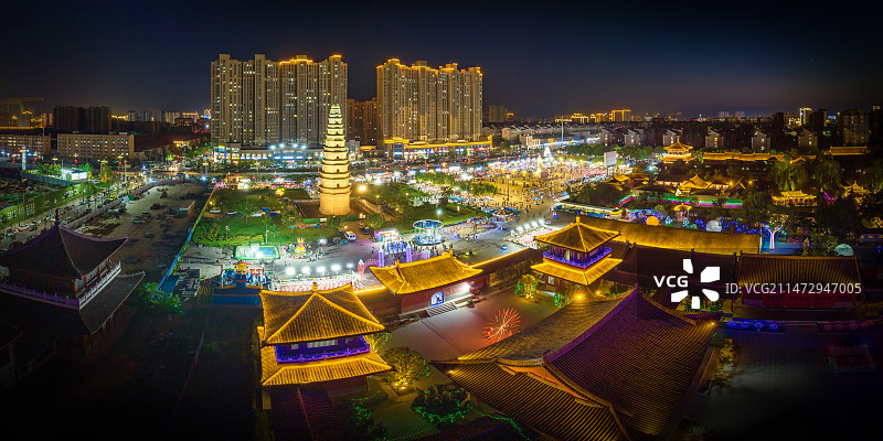 滑县明福寺塔夜色图片素材