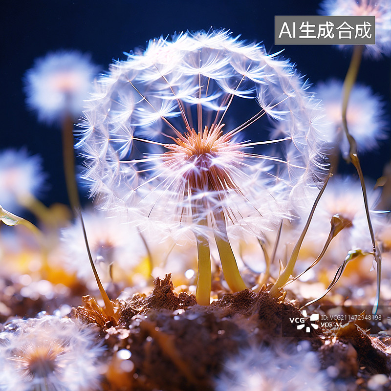 【AI数字艺术】微距特写蒲公英图片素材