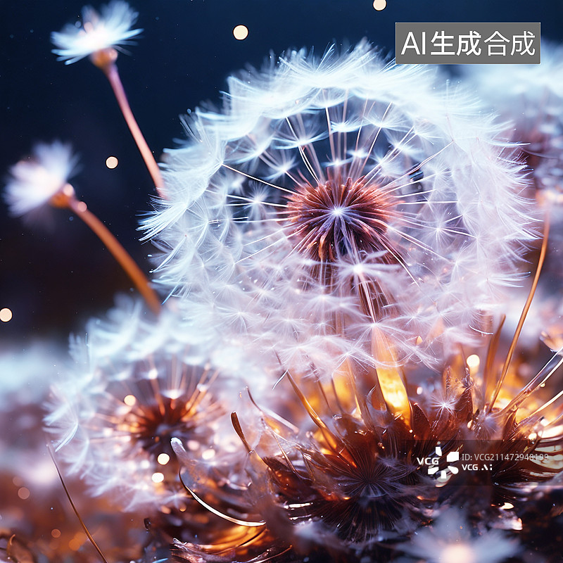 【AI数字艺术】微距特写蒲公英图片素材