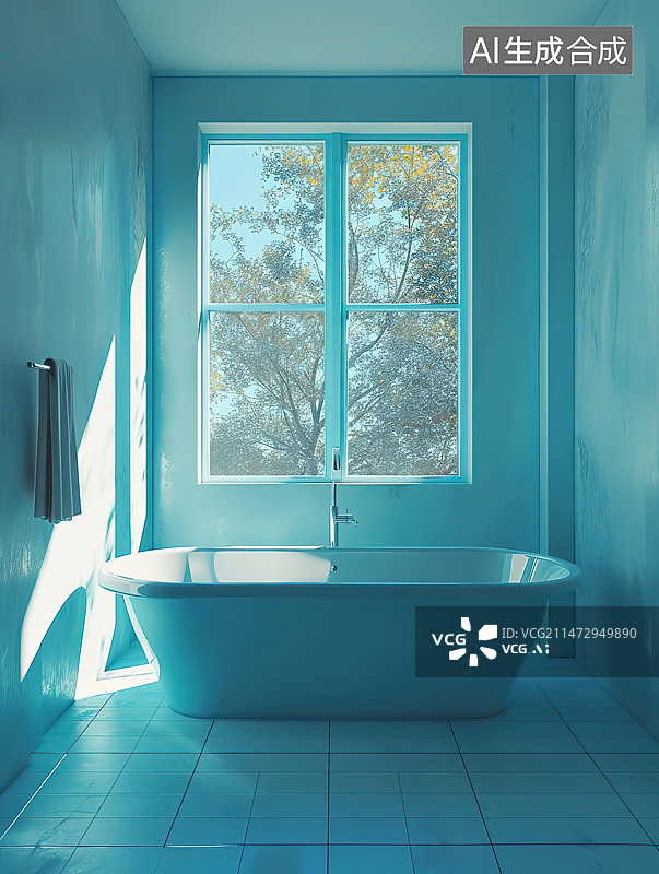 【AI数字艺术】家里靠墙的空浴缸图片素材