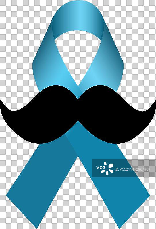 白色背景上带有胡须的蓝色缎带图片素材