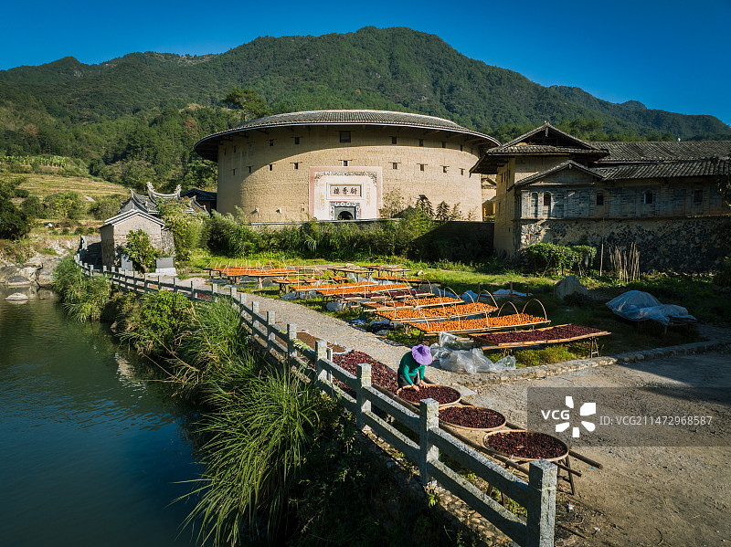 土楼，客家民俗，作大福图片素材