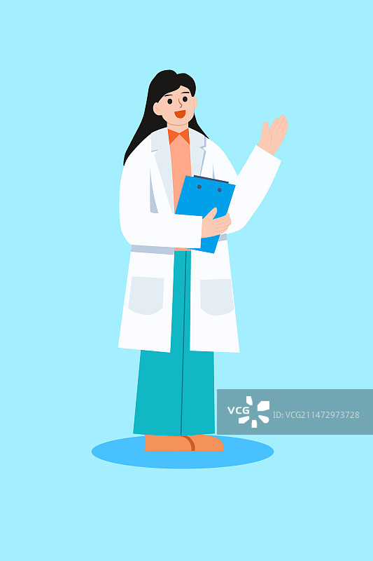 扁平风站姿拿着病历本的女医生矢量图图片素材