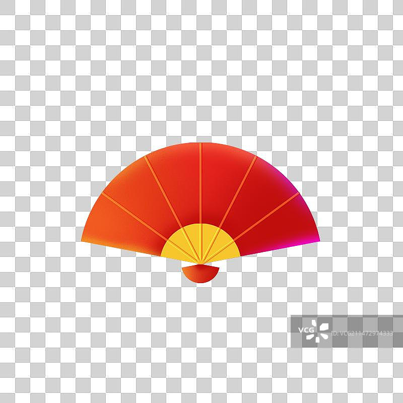 中国风手绘红色新年扇子免抠元素图片素材