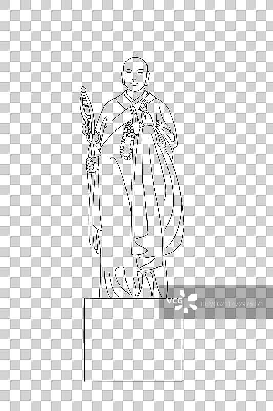 西安唐玄奘雕塑图片素材