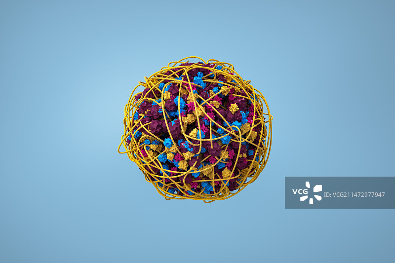 微观3D抽象支原体线病毒 腺性病毒图片素材