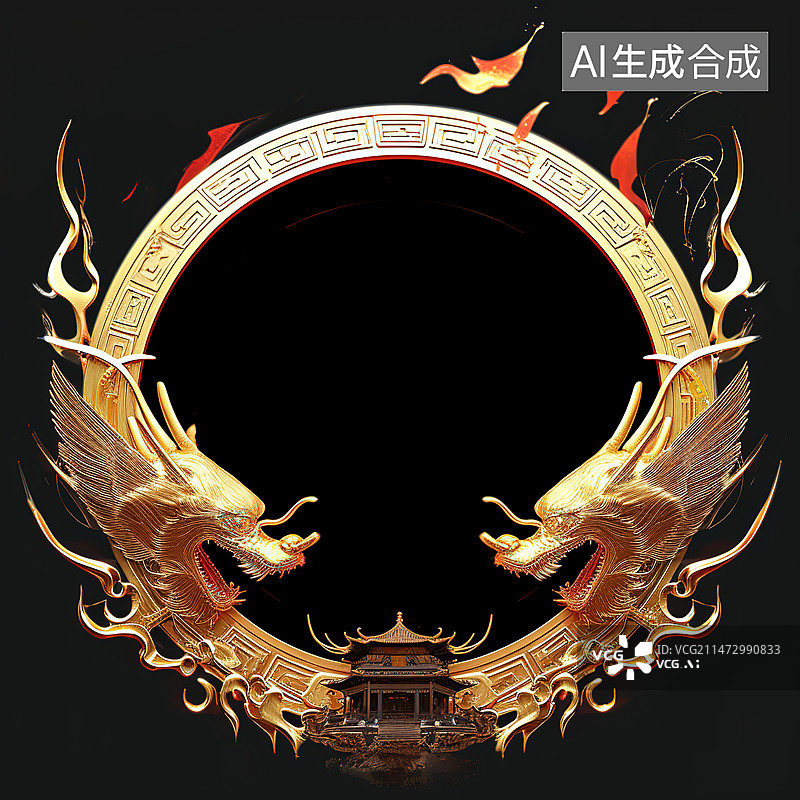 【AI数字艺术】黑色背景下的灯笼特写镜头图片素材