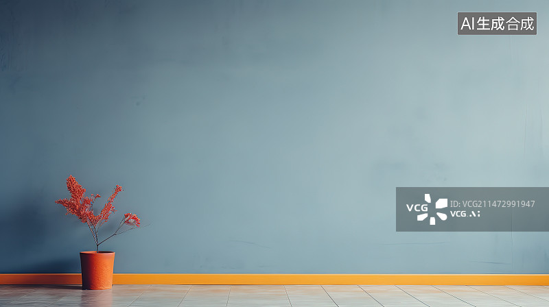 【AI数字艺术】靠墙桌上的花瓶特写镜头图片素材