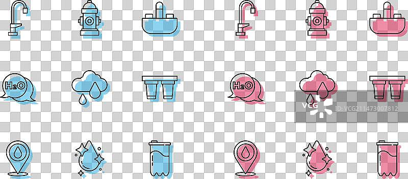 水滴位置标识与水龙头过滤器组合图片素材
