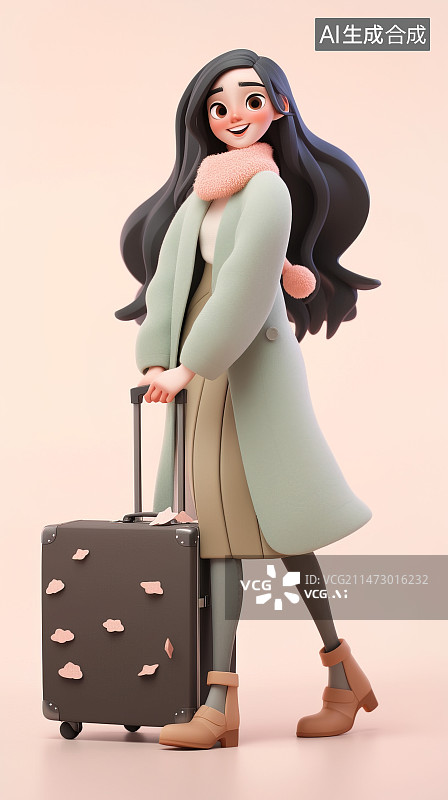 【AI数字艺术】拿行李箱的人图片素材