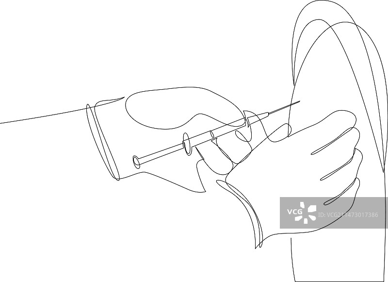 连续线条画：戴手套的手图片素材