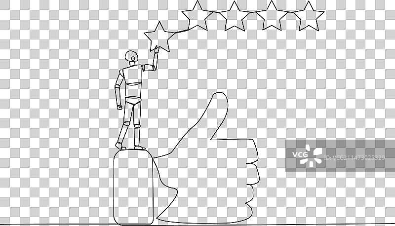 站立的机器人单线连续画图片素材