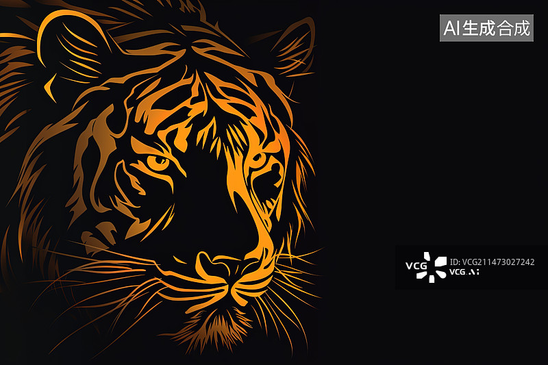 【AI数字艺术】黑色背景下狮子的特写肖像图片素材