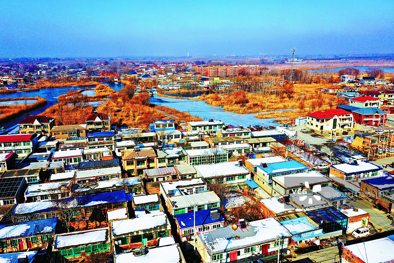 华北明珠白洋淀。四季风光美画卷 （下张庄村杨庄子村）图片素材