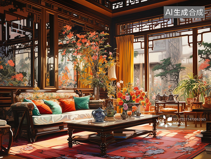 【AI数字艺术】现代客厅图片素材