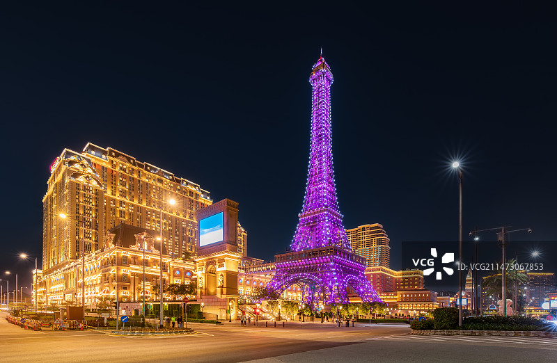 澳门巴黎人铁塔城市建筑旅游风景图片素材