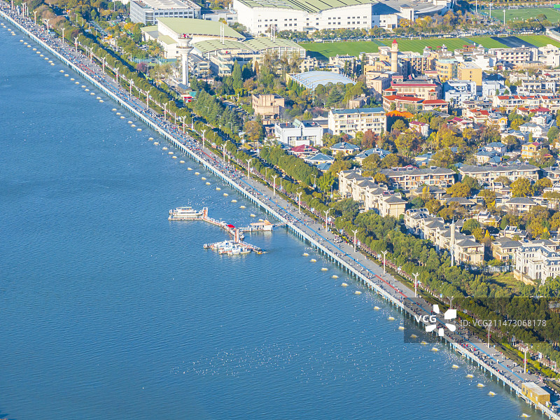 云南昆明滇池风景区航拍图片素材