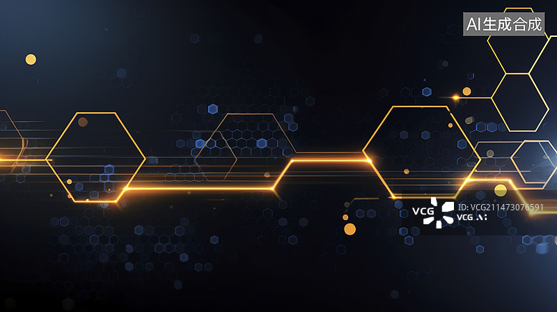 【AI数字艺术】黄色蜂窝状科技背景图片素材