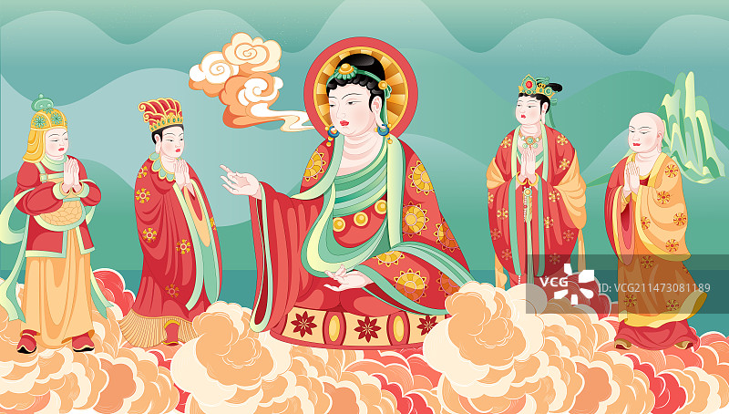 国潮佛祖讲经图片素材