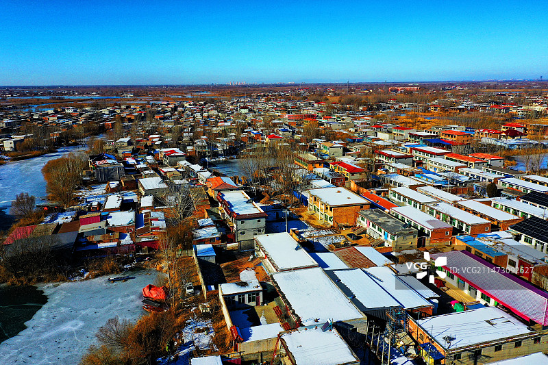 华北明珠白洋淀。冰雪芦苇美画卷 （杨庄子村）图片素材