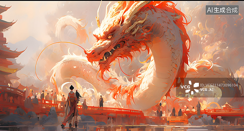 【AI数字艺术】新年神龙插画图片素材
