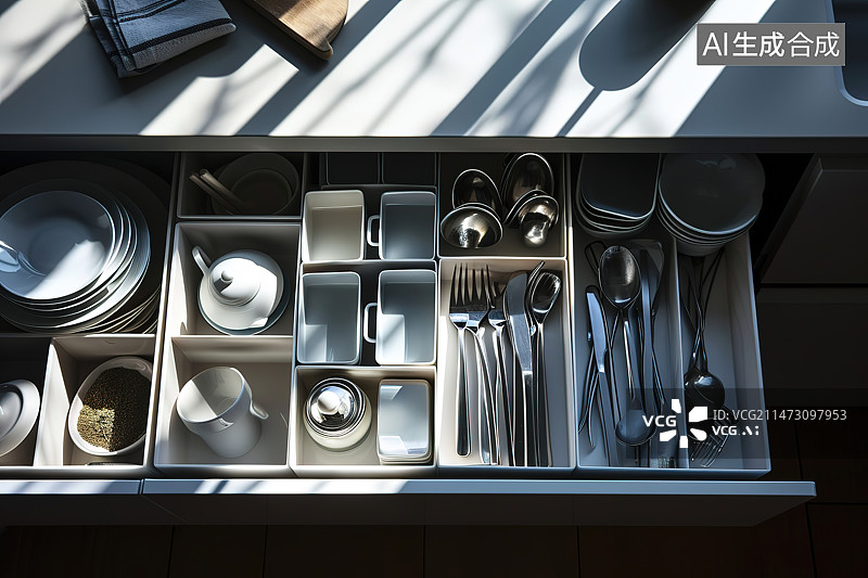 【AI数字艺术】厨房里的餐具图片素材