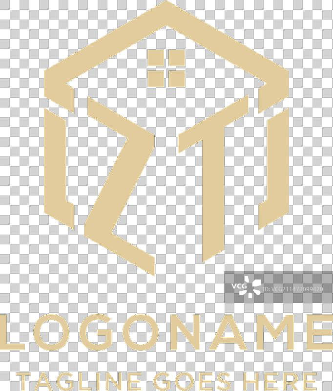 ZT字母logo，抽象房屋屋顶六边形设计图片素材