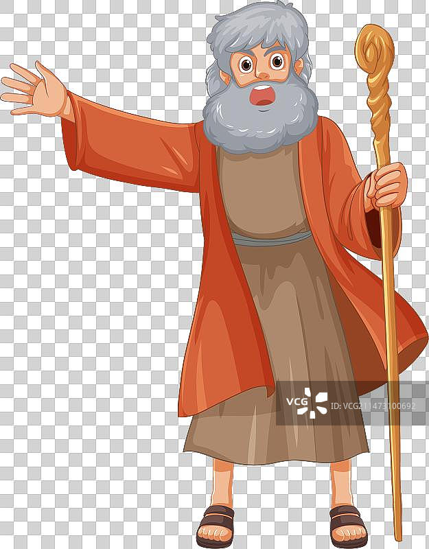 摩西卡通人物，宗教圣经故事图片素材