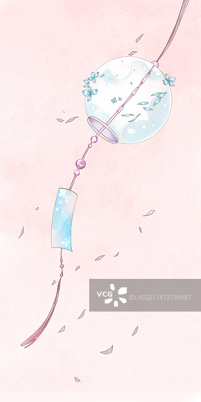 风铃书签插画图片素材