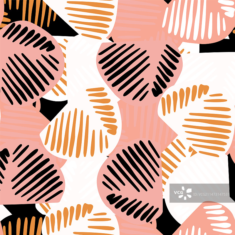 世纪中期现代花卉无缝图案图片素材