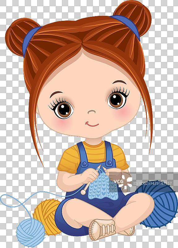 可爱的小女孩在编织图片素材