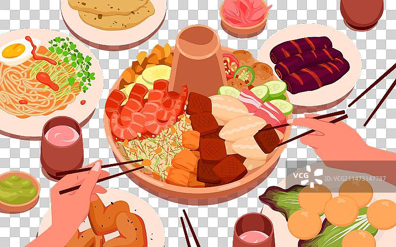 卡通迷你幸福家庭聚会图片素材