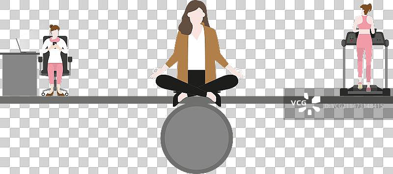冥想中的女人在中心静坐思考图片素材