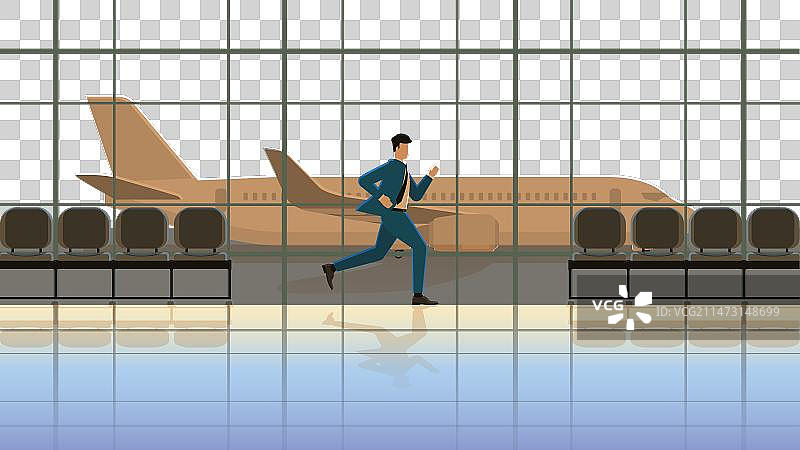 商人奔跑赶飞机图片素材