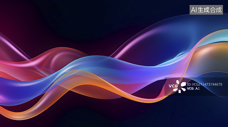 【AI数字艺术】宽屏唯美曲线背景图片素材