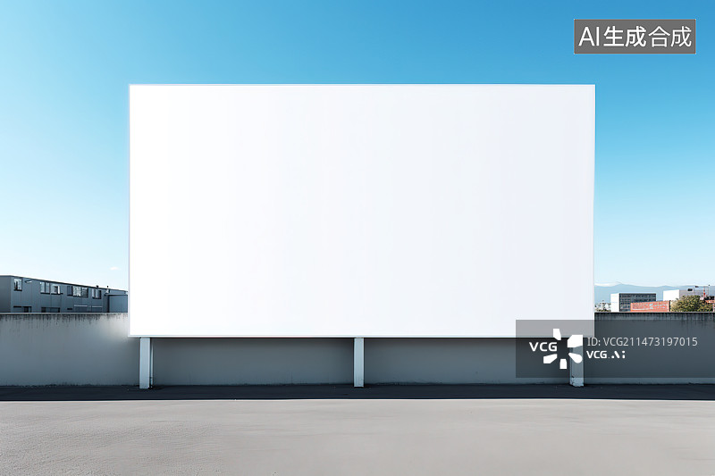 【AI数字艺术】现代城市建筑空间与空白广告牌图片素材